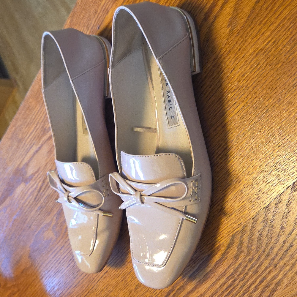 Zara Basic Blush Pink "Patent Leather" Women's Loafers